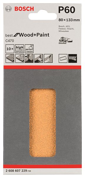 Brúsny papier BOSCH Brúsny papier C470, balenie 10 ks 80 × 133 mm, 60 ...