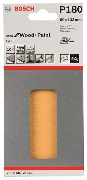 Brúsny papier BOSCH Brúsny papier C470, balenie 10 ks 80 × 133 mm, 180 ...