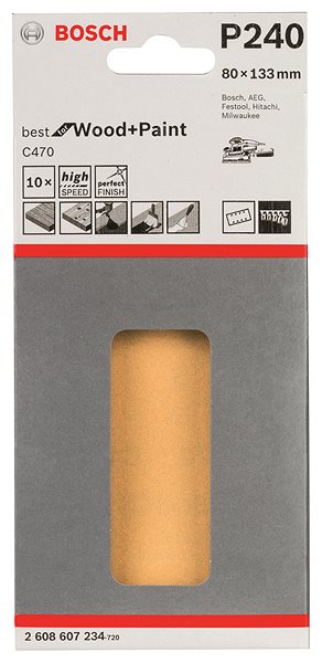 Brúsny papier BOSCH Brúsny papier C470, balenie 10 ks 80 × 133 mm, 240 ...