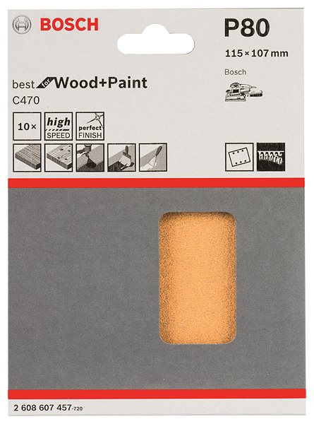 Brúsny papier BOSCH Brúsny papier C470, balenie 10 ks 115 × 107 mm, 80 ...