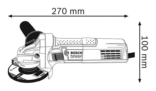 Uhlová brúska Bosch GWS 750 S 115 Technický nákres