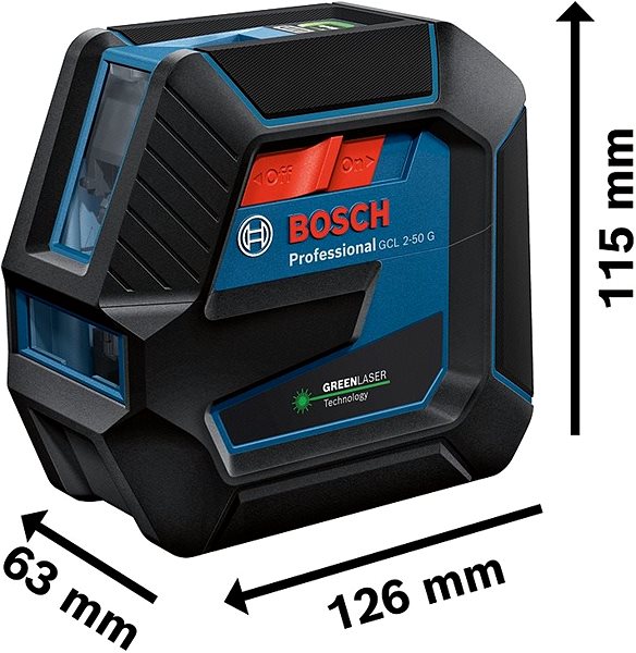 Krížový laser Bosch GCL 2-50 G + RM 10 Professional + stropný klip, kufor ...