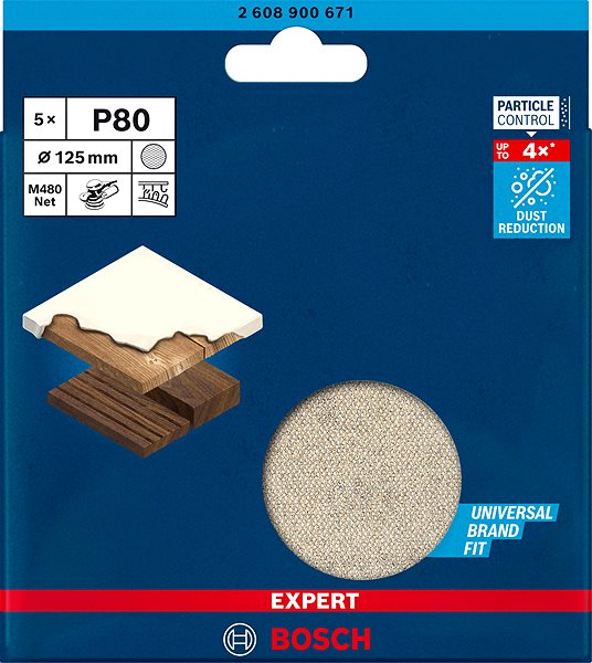Grinding grid BOSCH EXPERT Grinding grids M480 for eccentric grinders 125 mm, P80, 5 pcs 2.608.900.671 .