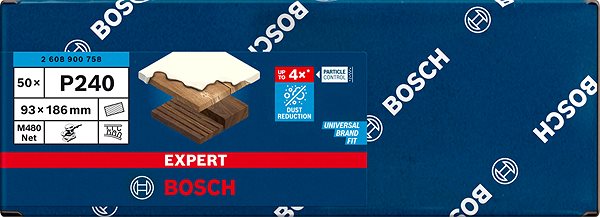 Csiszolórács BOSCH 2608900758 EXPERT M480 csiszolóháló rezgőcsiszolókhoz, 93×186 mm, G 240, 50 db ...
