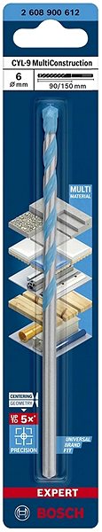 Vrták BOSCH Víceúčelový vrták EXPERT HEX-9 MultiConstruction, 6 × 90 × 150 mm 2.608.900.575 Obal/krabička