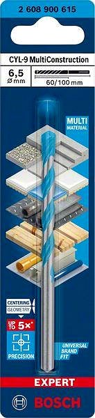 Fúrószár BOSCH 2608900615 EXPERT CYL-9 MultiConstruction csigafúró, 6,5 × 60 × 100mm ...
