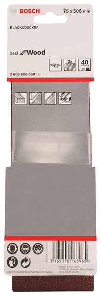 Csiszolószalag BOSCH 2608606060 3 részes X440 csiszolószalag készlet, 75×508 mm, 40 ...