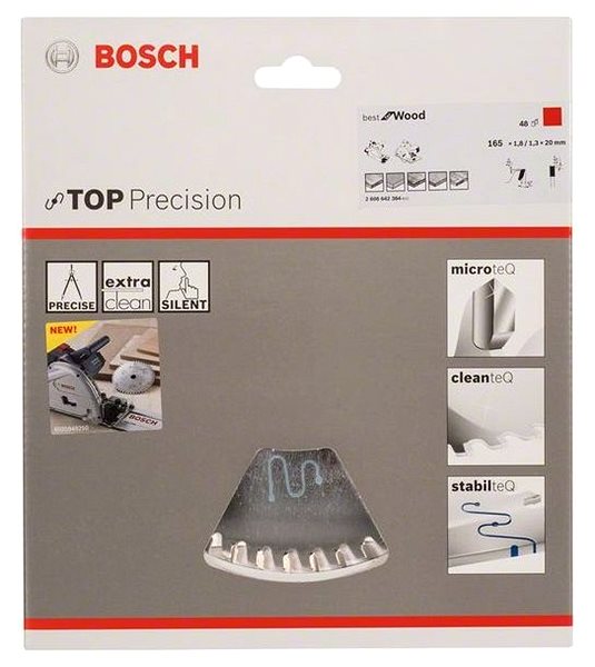 Fűrészlap Bosch körfűrészlap Top Precision Best for Wood 165 x 20 x 1,8 mm, 48 2.608.642.384 ...