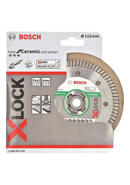 Gyémánt korong BOSCH, 2608615131, Best for Ceramic Extraclean Turbo X-LOCK, gyémántvágó korong, 115 × 22,23 × 1,4 × 7 ...