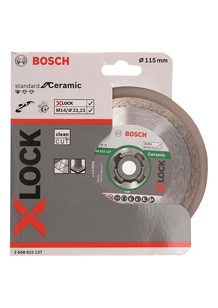 Diamantový kotúč BOSCH Standard for Ceramic systému X-LOCK, 115 × 22,23 × 1,6 × 7 2.608.615.137 ...
