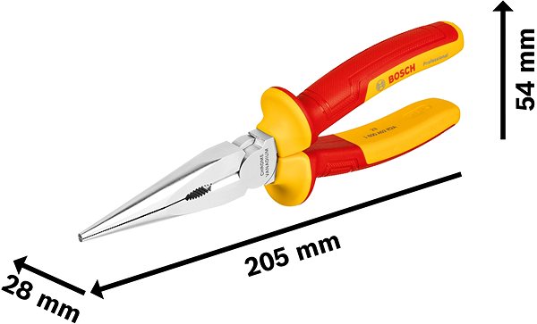 Half-round pliers BOSCH Professional VDE pliers with long jaws 200 mm 1.600.A02.NE3 .