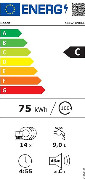Mosogatógép BOSCH SMS2HVI06E Serie 2 Energia címke