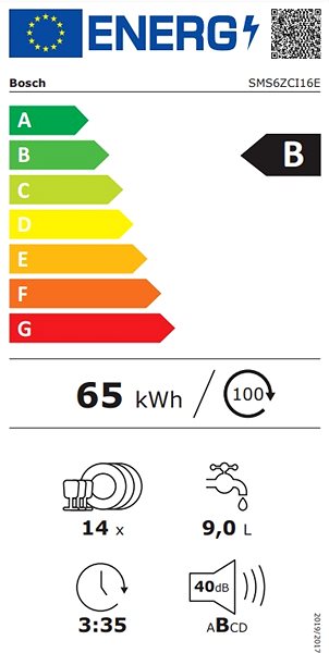 BOSCH SMS6ZCI16E Dishwasher Energy Label