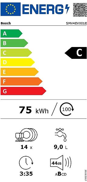 Beépíthető mosogatógép BOSCH SMV4EVX01E Serie 4 Energia címke