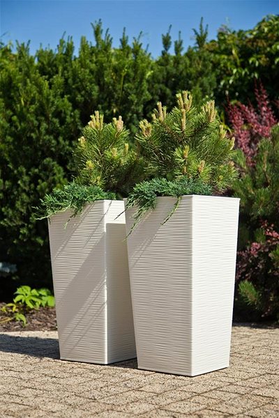 Virágcserép LAMELA FINEZIA DLUTO magas virágcserép 30×30 cm, 57 cm magas, krémszín ...
