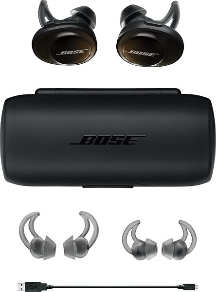 Kabellose Kopfhörer BOSE SoundSport Free Wireless Funkkopfhörer - schwarz Packungsinhalt
