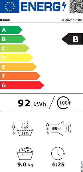 Clothes Dryer BOSCH WQB246DNBY Series 8 Energy label