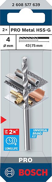 Fúrószár BOSCH PRO Metal HSS-G fémfúró, 4 × 43 × 75 mm, 2.608.577.639 ...
