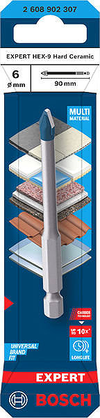 Fúrószár Bosch EXPERT 2608902307 HEX-9 Hard Ceramic fúrószár, 6 × 90 mm ...