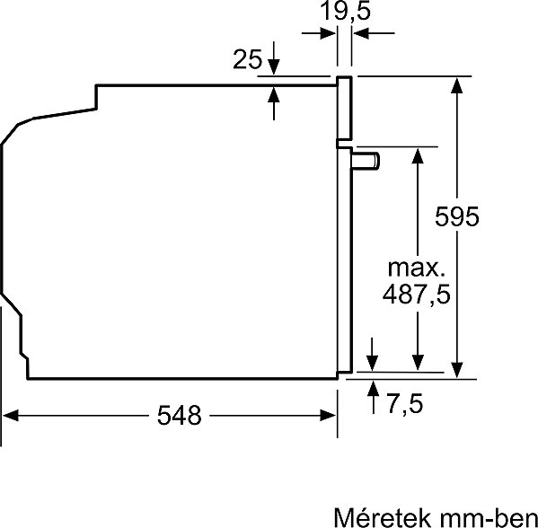 BOSCH HRG272EB3 Serie 4 built-in oven technical drawing