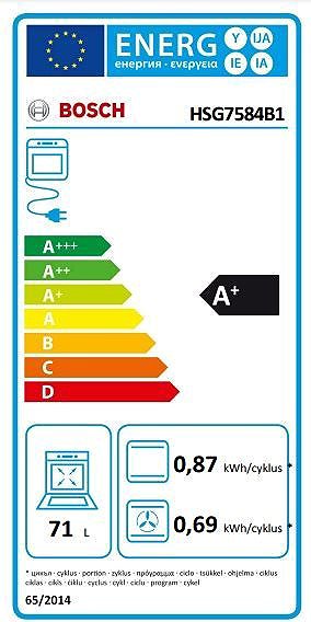 Beépíthető sütő BOSCH HSG7584B1 Serie 8 Energia címke