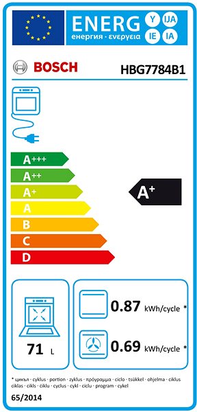 BOSCH HBG7784B1 built-in oven Energy label