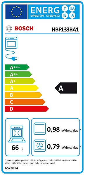 Built-in Oven BOSCH HBF133BA1 Series 2 Energy label