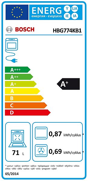 Built-in Oven BOSCH HBG774KB1 Series 8 Energy label