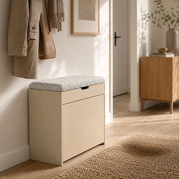 Shoe Rack BOXIMO Shoe rack with seat and pull-out shelves VAULT, 57 x 30 x 53cm ...