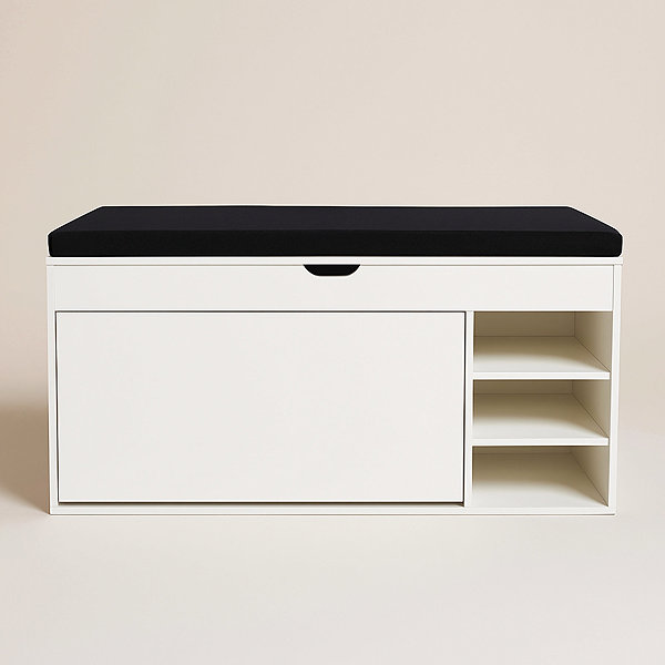 Shoe Rack BOXIMO Gradia Shoe rack with seat and pull-out shelves 100 × 34 × 50 cm, white ...