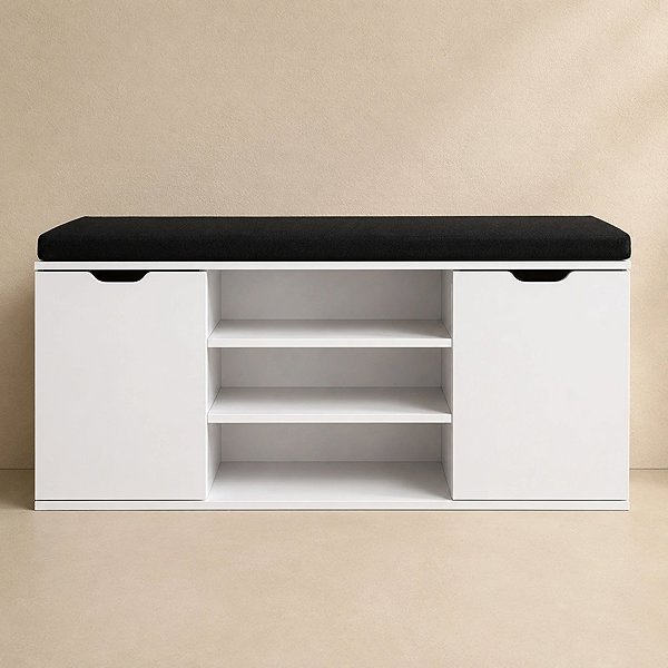 Shoe Rack BOXIMO Porta Shoe rack with seat 103 × 30 × 46 cm, white ...