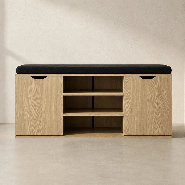 Shoe Rack BOXIMO Porta Shoe rack with seat 103 × 30 × 46 cm, brown ...