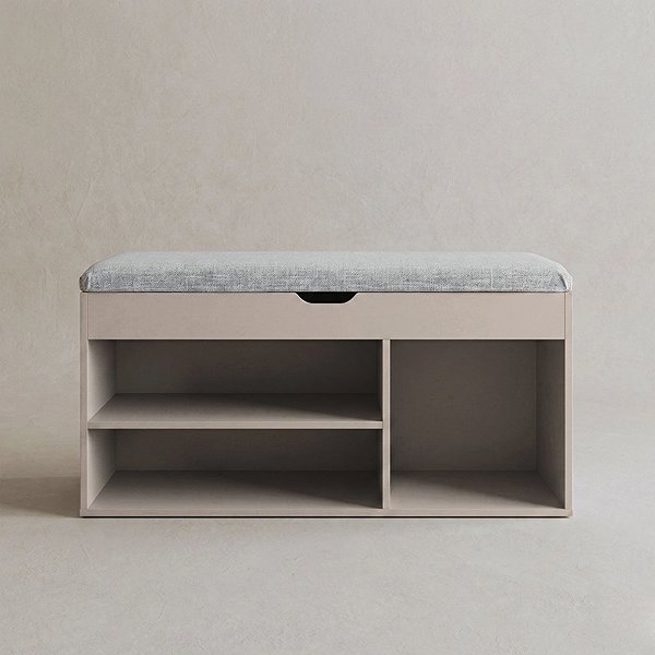 Shoe Rack BOXIMO Shoe rack with seat TRIA, 80 × 43 × 30 cm, beige ...