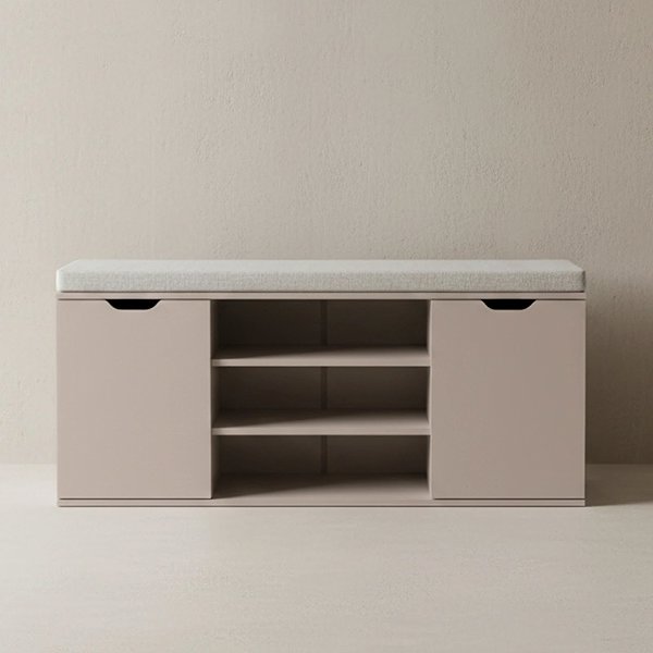 Shoe Rack BOXIMO White shoe rack with seat PORTA, 103 × 30 × 46 cm, beige ...
