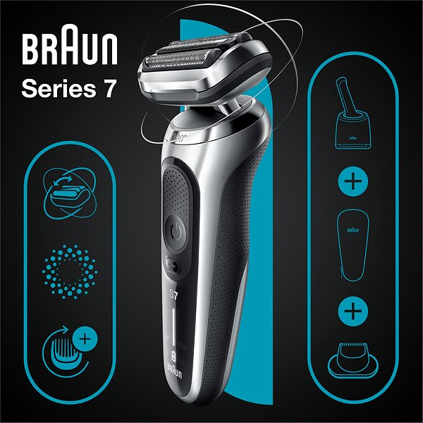 Borotva BRAUN Series 7 71-S7200cc ezüst borotva + Braun Series 7 HC7390 trimmer ...