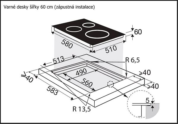 Cooktop BRANDT BPI164DUB Technical draft