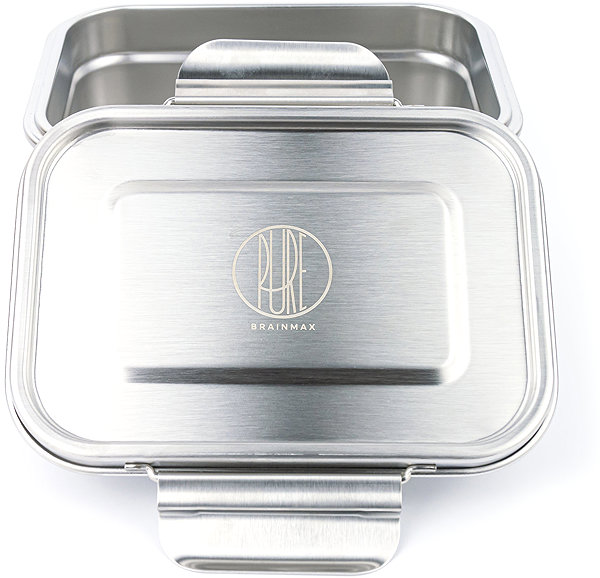 Lunch Box BrainMax Pure Stainless steel snack box with clip 1 l ...