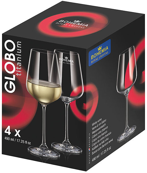 Üvegpohár BOHEMIA ROYAL CRYSTAL fehérboros készlet Globo 490 ml, 4 darab ...