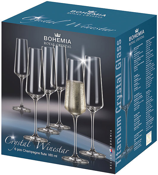 Glas BOHEMIA ROYAL CRYSTAL Sektgläser-Set Crystal Winestar 160 ml 6 Stück ...