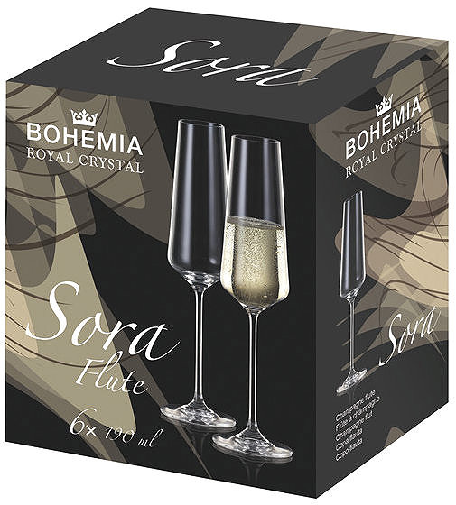 Glas BOHEMIA ROYAL CRYSTAL Sektglas-Set Sora 190 ml 6 Stück ...
