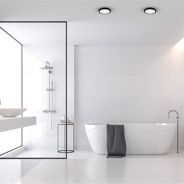 Ceiling Light Brilagi Bathroom ceiling luminaire PERA LED/12W/230V diameter 18 cm IP65 black ...