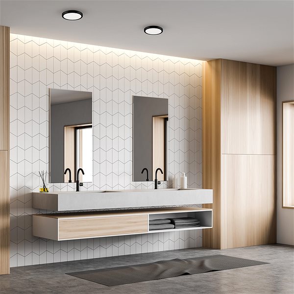 Ceiling Light Brilagi LED Bathroom ceiling luminaire PERA LED 18 W diameter 22 cm IP65 black ...