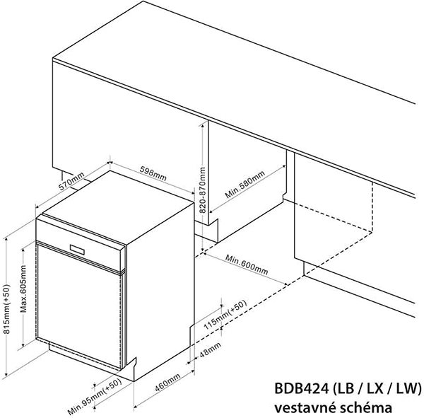 Built-in Dishwasher BRANDT BDB424LW Technical draft