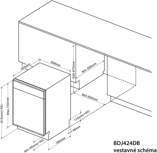 Built-in Dishwasher BRANDT BDJ424DB Technical draft