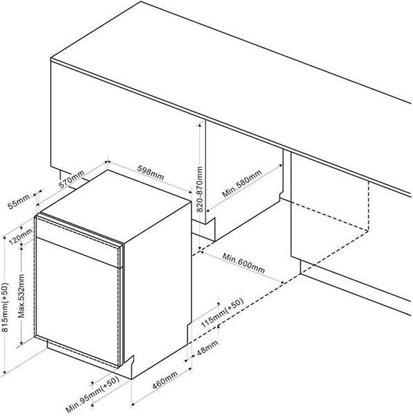 Built-in Dishwasher De Dietrich DC1538QX Technical draft