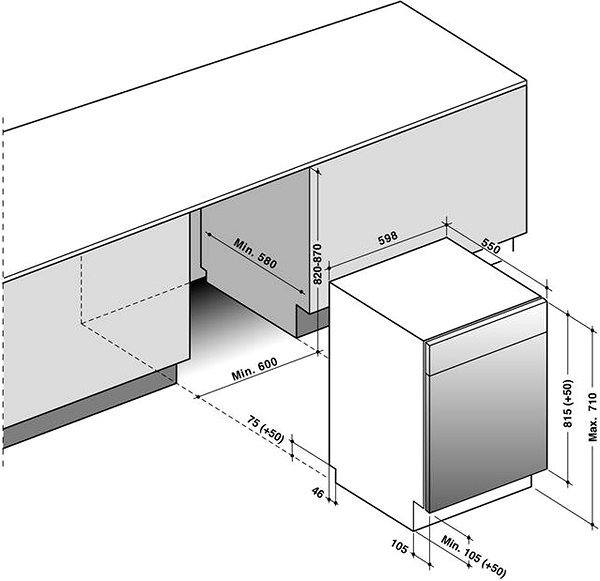 Built-in Dishwasher De Dietrich DCJ532DQX Technical draft