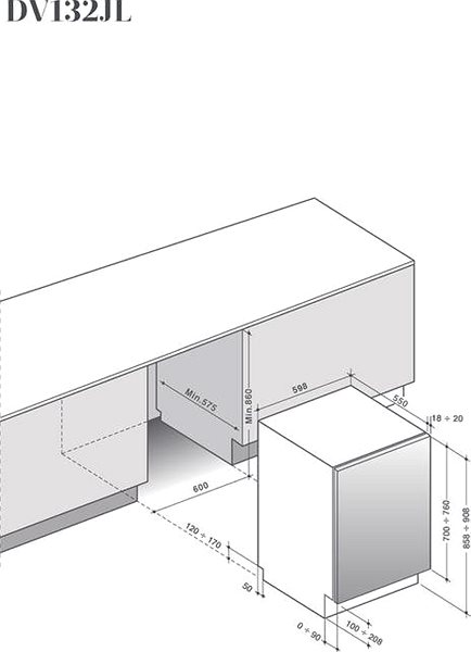 Built-in Dishwasher De Dietrich DVH132JL Technical draft