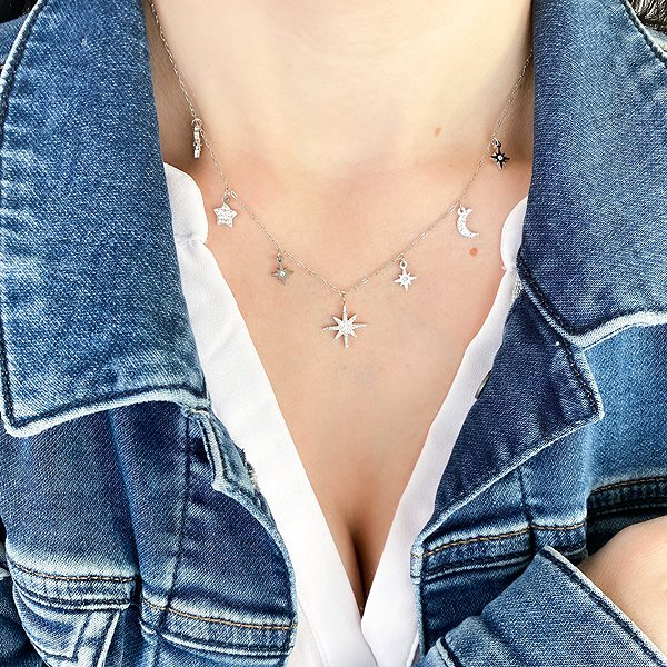 BRUNO Starry Sky Necklace with Crystals.