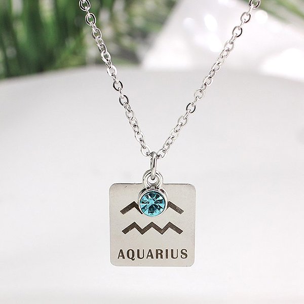 BRUNO Necklace Aquarius Zodiac Sign with Crystal.