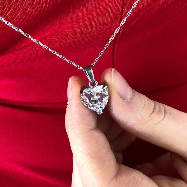 BRUNO Necklace Heart Pendant with Stone + Chain.